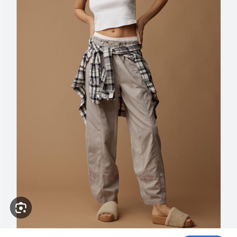 NWT Daily Practice by Anthropologie Ankle Pants in Light Sand Sz L Cinched Leg